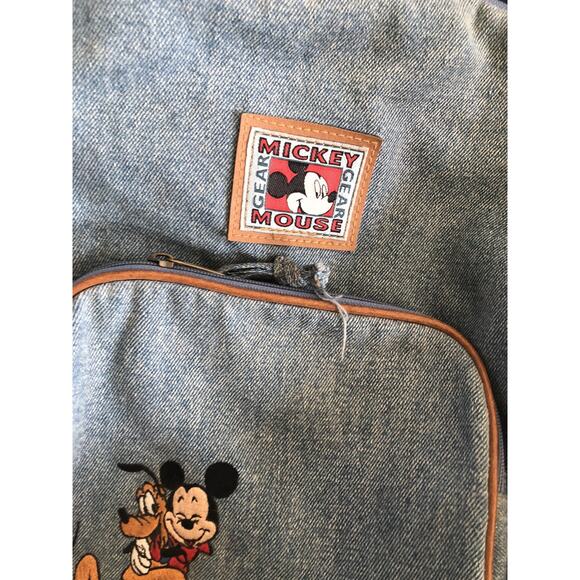Vintage Slouchy Denim Backpack Mickey Gear Co Disney Mickey Mouse Embroidered , - Picture 6 of 9